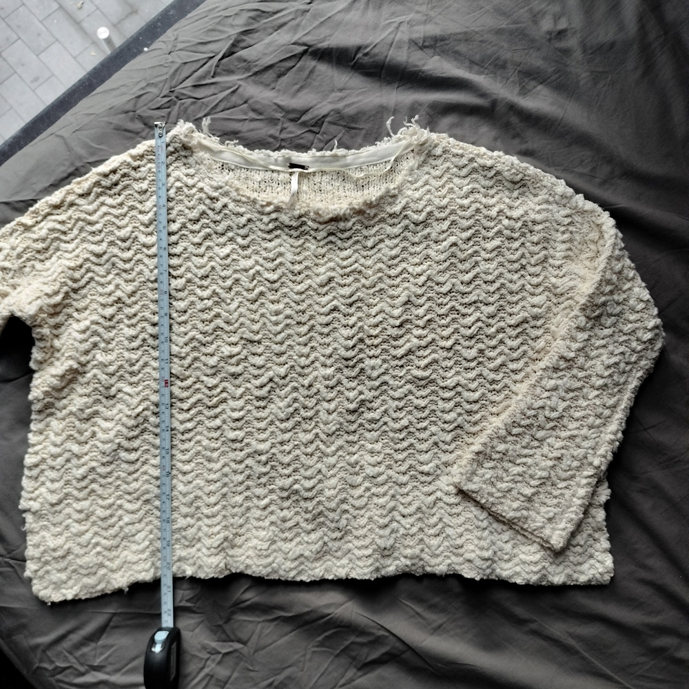 NWOT 100% Cotton Cream Textured Knit Sweater